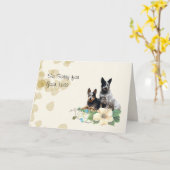 Carte Sympathie des Feuilles tans, chien de bétail austr (Fleur jaune)