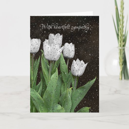 Carte Sympathie des Tulipes blanches avec Raindrops (Devant)