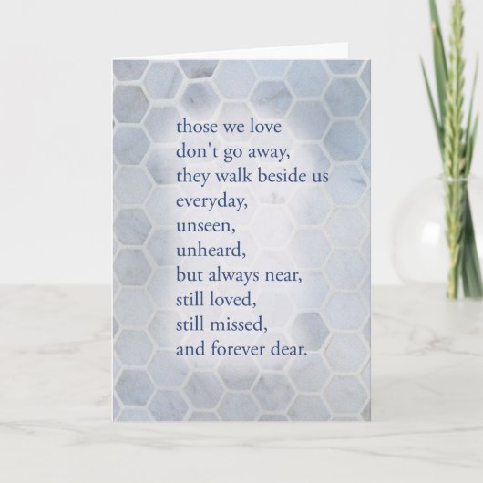 Carte Sympathie, Désolé pour la perte, Condolence poème (Devant)