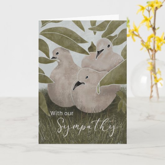 Carte Sympathie Doves de deuil dans le nid (Fleur jaune)