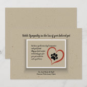 Carte Sympathie Empreinte de patte (Devant / Derrière)