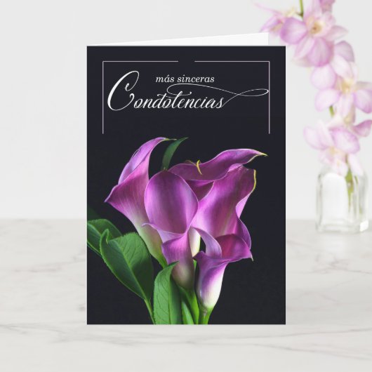 Carte Sympathie espagnole Con Simpatia Lys violets (Orchidée)