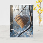 Carte Sympathie Feuille d'hiver en forme de coeur (Fleur jaune)