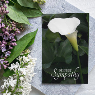 Carte Sympathie florale blanche Calla Lily