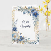Carte Sympathie florale d'or bleu élégant (Fleur jaune)