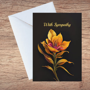 Carte Sympathie Florale Jaune Iris Peinture