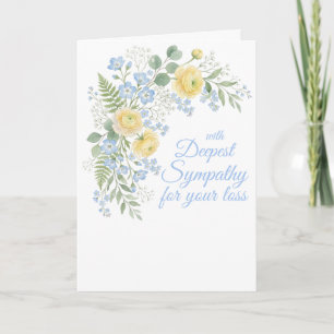 Carte Sympathie florale la plus profonde aquarelle bleue