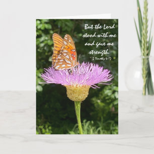 Carte Sympathie florale/papillon, avec versets d'écritur