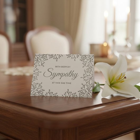 Carte Sympathie florale simple en argent