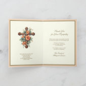 Carte Sympathie funéraire Merci croisé Floral (Intérieur)