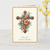 Carte Sympathie funéraire Merci croisé Floral (Fleur jaune)