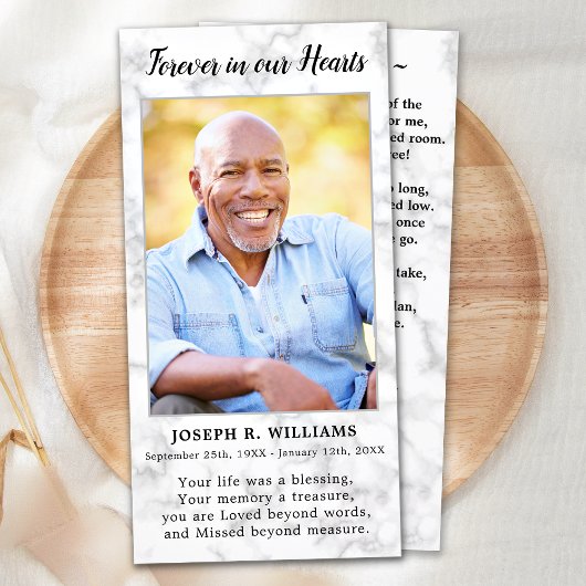 Carte Sympathie funéraire Photo Signet de prière commémo