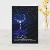 Carte Sympathie Merci bleu bougie lumière et drapeau (Fleur jaune)