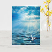 Carte Sympathie Merci Bleu Vue Océanique Soleil et Mer (Fleur jaune)
