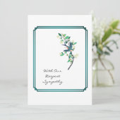 Carte Sympathie Oiseau Arbre Turquoise Cadre Blanc (Debout devant)