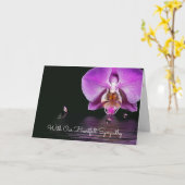 Carte Sympathie Orchidée rose et bulles (Fleur jaune)