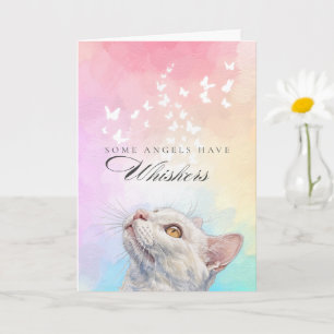 Carte Sympathie Perte Chat Blanc Papillon Arc-en-ciel Mo