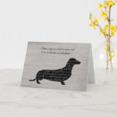 Carte Sympathie, Perte de chien, Dachshund Word Collage (Fleur jaune)