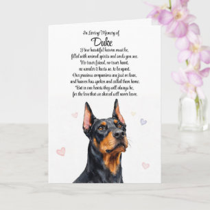 Carte Sympathie Perte de Chien Doberman Nom Personnalisé