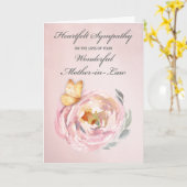 Carte Sympathie Perte de la mère dans la loi Papillon ro (Fleur jaune)