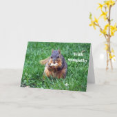 Carte Sympathie photo de l'écureuil mignon (Fleur jaune)