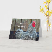 Carte Sympathie photo du coq noir et blanc poulet (Fleur jaune)