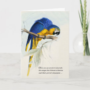 Carte Sympathie pour animal de compagnie bleu et or Maca