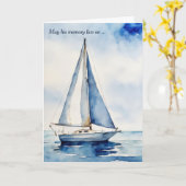 Carte Sympathie pour bateau à voile Watercolor (Fleur jaune)