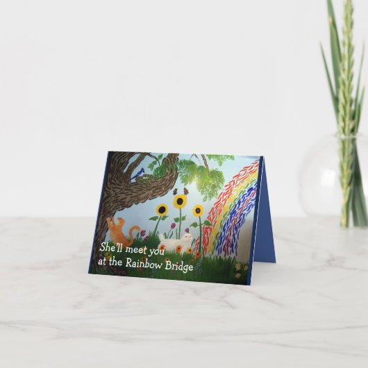Carte Sympathie pour chats femelle de Rainbow Bridge (Devant)