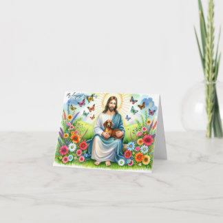 Carte Sympathie pour la perte de chien-Jésus avec Dachsh