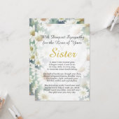 Carte Sympathie pour la perte d'une soeur (Devant/Arrière en situation)