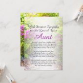 Carte Sympathie pour la perte d'une tante (Devant/Arrière en situation)