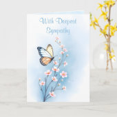 Carte Sympathie profonde Bleu Aquarelle Papillon Fleur (Fleur jaune)