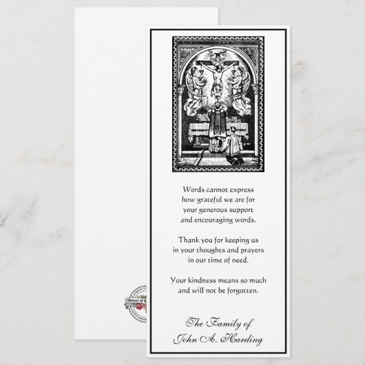 Carte Sympathie religieuse catholique funéraire Merci (Devant / Derrière)