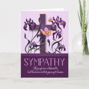 Carte Sympathie religieuse Purple Iris Garden avec croix