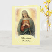 Carte Sympathie religieuse Vierge Marie catholique endeu (Fleur jaune)