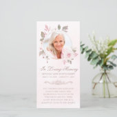 Carte Sympathie Rose rose Floral Photo Prière funéraire (Debout devant)