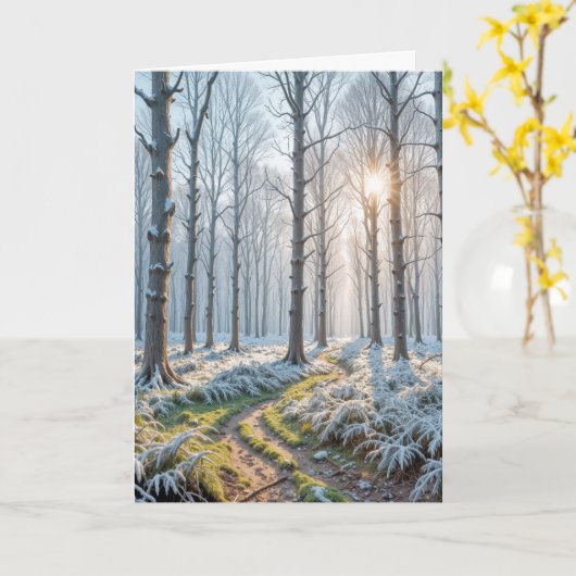 Carte Sympathie Soleil matinal dans la forêt gelée (Fleur jaune)