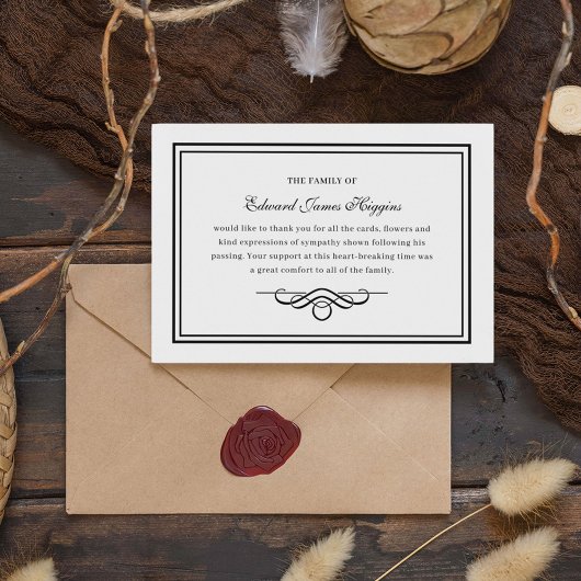 Carte Sympathie traditionnelle | Merci funéraire