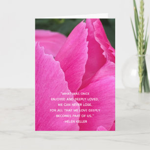 Carte Sympathies profondes Peony rose Helen Keller Citat