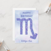 Carte Sympathique Scorpio Sign Custom Purple Joyeux Anni (Devant/Arrière en situation)