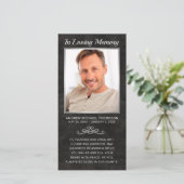Carte Sympathy Black Leather Silver Photo Funeral Prayer (Debout devant)