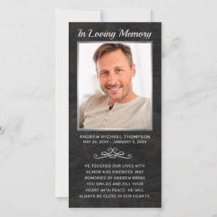 Carte Sympathy Black Leather Silver Photo Funeral Prayer