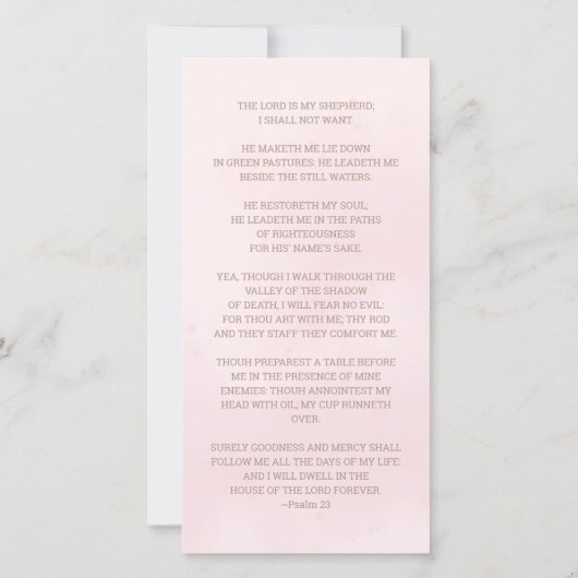 Carte Sympathy Blush Rose Floral Photo Funeral Prayer (Dos)