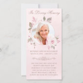 Carte Sympathy Blush Rose Floral Photo Funeral Prayer (Devant)