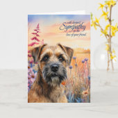 Carte Sympathy Border Terrier Dog Wildflower Meadow (Fleur jaune)