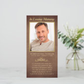 Carte Sympathy Brown Cuir Gold Frame Photo Funérailles (Debout devant)