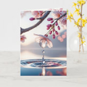 Carte Sympathy Cherry Blossom Branch With Dewdrops (Fleur jaune)