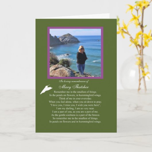 Carte Sympathy Custom Photo Name Remembrance Hommage (Fleur jaune)