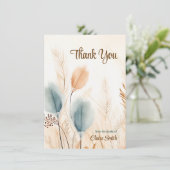 Carte Sympathy Funeral Pampas Grass Beige Bleu PHOTO (Debout devant)